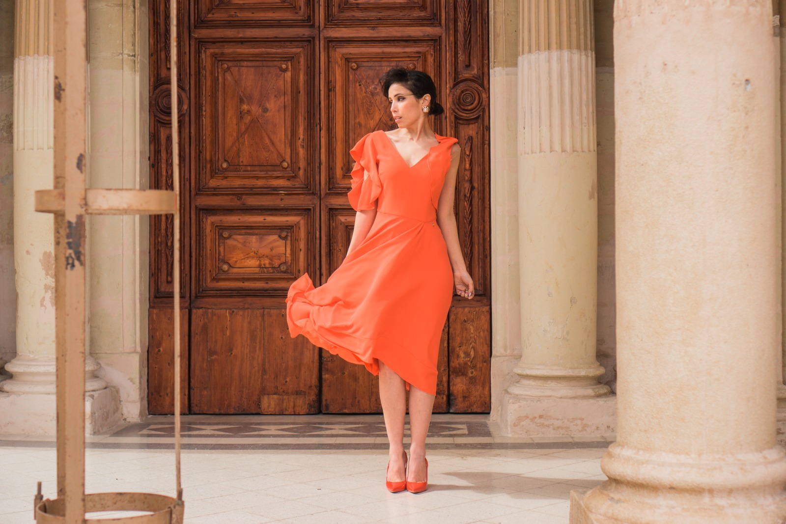 orange pedro del hierro dress carolnie paris malta
