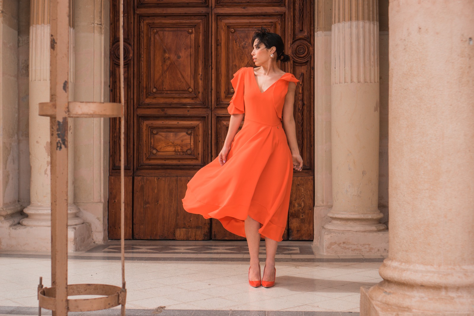orange pedro del hierro dress carolnie paris malta